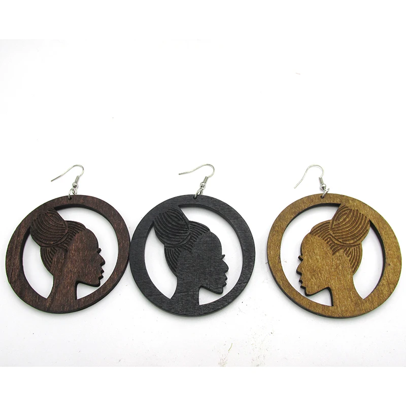 

Free Shipping! 6cm Afro Hair Wood Earrings can mixes 3 colors