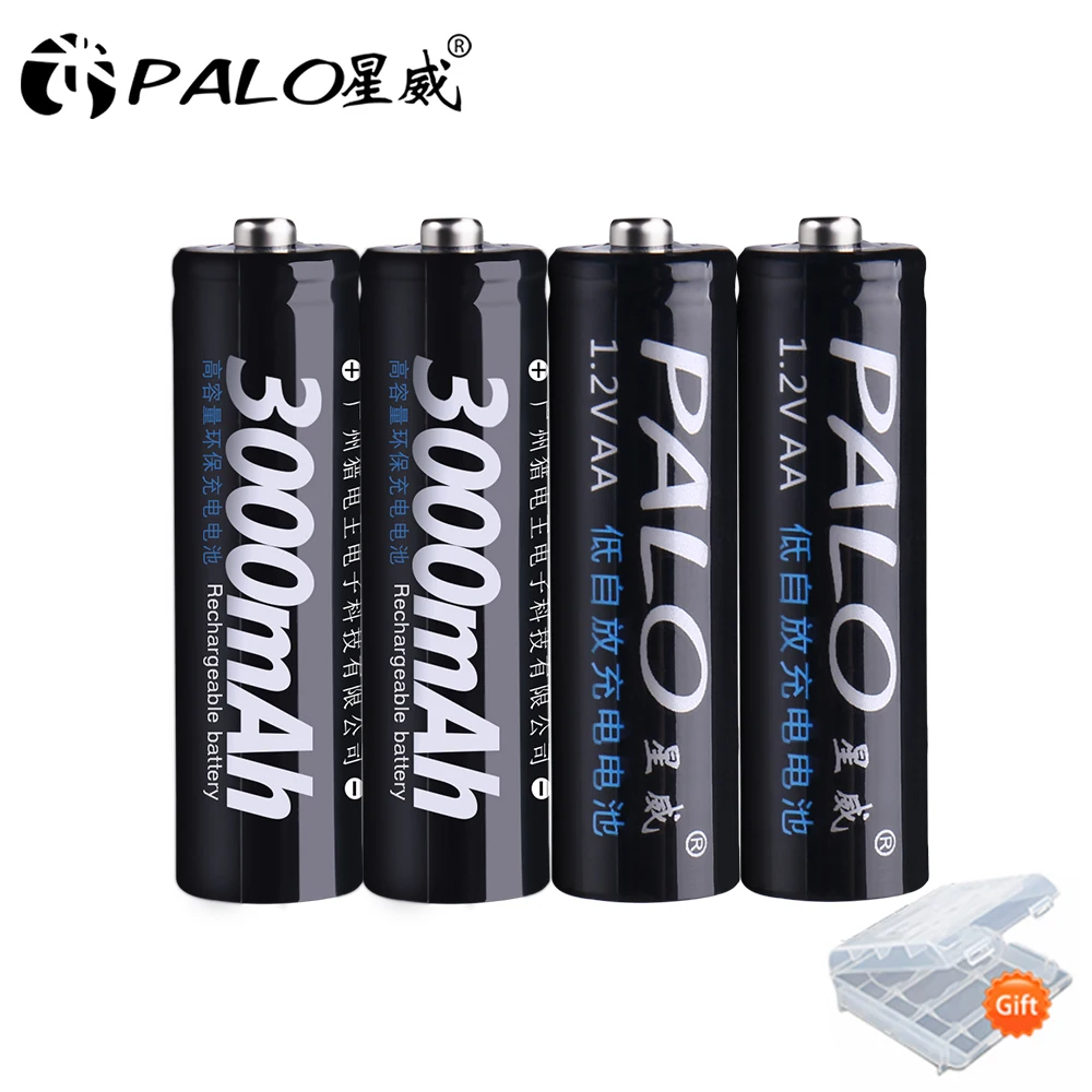 12 шт. оригинальные PALO 1,2 V AA аккумуляторные батареи 3000 mAh 2A батареи ni-mh перезаряжаемые батареи для камеры фонарик