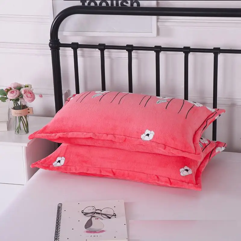 2pcs Pillowcase-13 2 шт. фланелевые наволочки с принтом зимняя мягкая теплая плотная Коралловая флисовая наволочка 48*74 см - Цвет: 2pcs Pillowcase-13