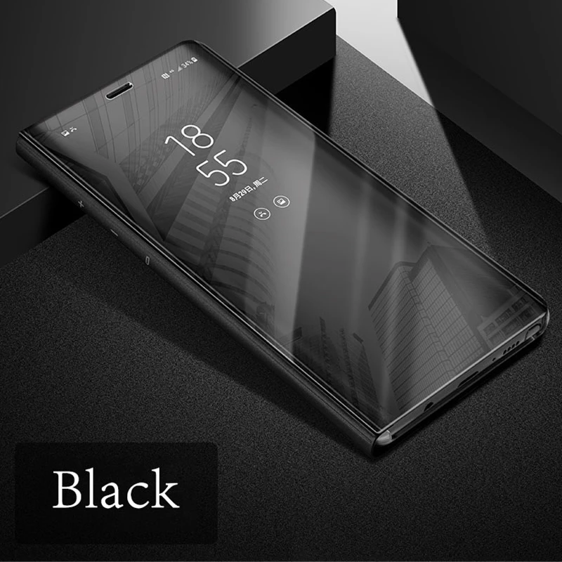 Black Прозрачный зеркальный умный флип-чехол для huawei Y7 Y6 Prime Y5 Lite Y9 P30 Pro Lite P Smart Plus DUB-LX1 FIG DRA LX5 POT - Цвет: Black