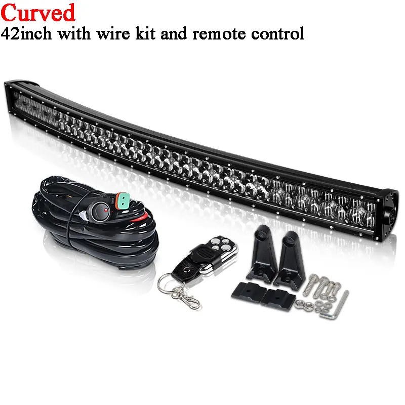 Curved 42in remote 5D 22 32 42 дюймов изогнутый/прямой внедорожный светодиодный светильник комбинированный луч светодиодный рабочий светильник для автомобиля Jeep Truck UAZ MPV SUV 4WD 4x4 ATV - Цвет: Curved 42in remote