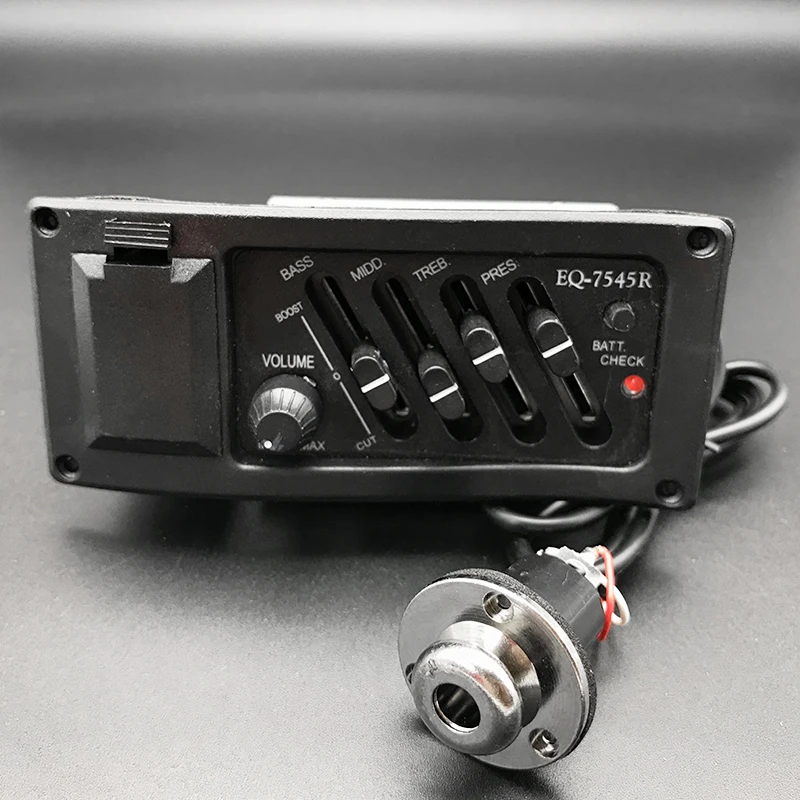 7545R C x12pcs 4 полосным EQ-7545R гитары предусилитель пьезо пикап усилитель эквалайзер звукосниматель для акустической гитары с 6,5 мм Выход - Цвет: 7545R C x12pcs