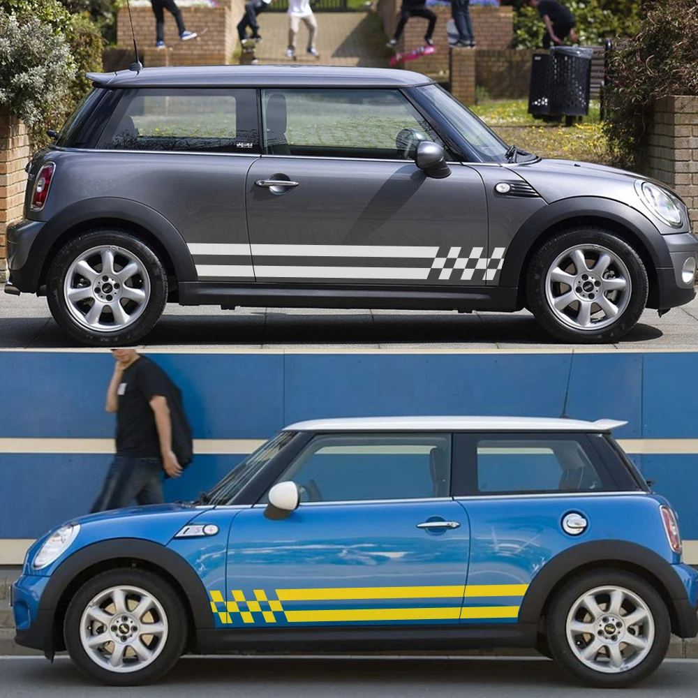 Автомобильные полосы дверная боковая юбка Виниловая наклейка для Mini Cooper One JCW S R60