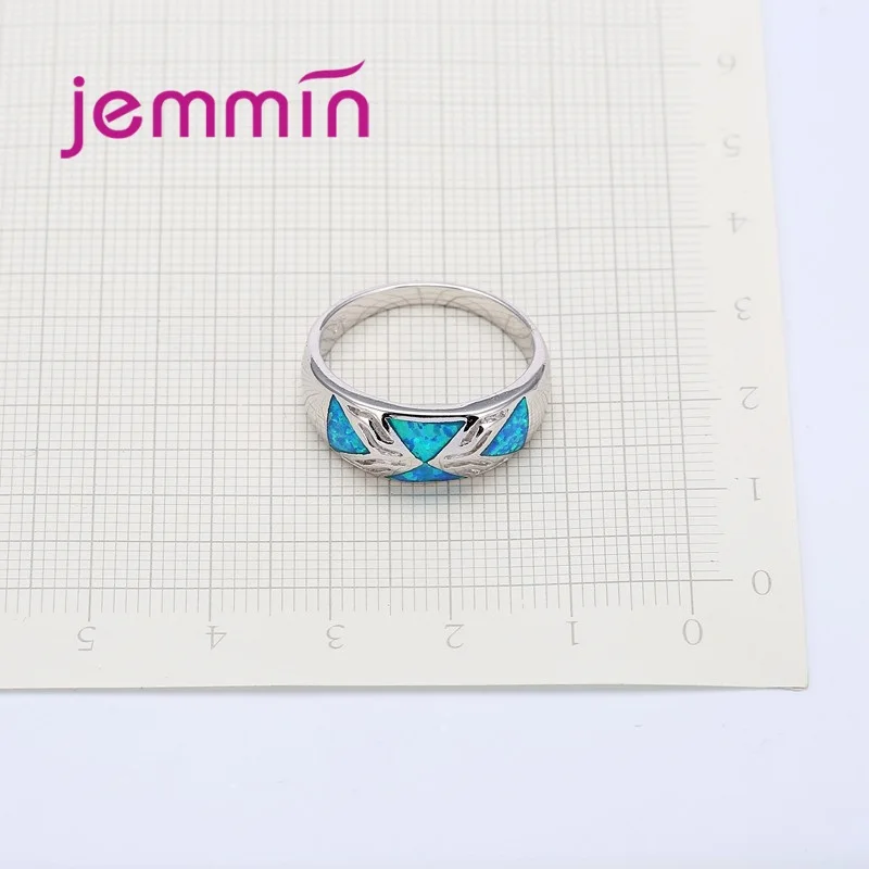 

New Big Sale Fashion Opal Rings Women Fine Wedding Engagement Jewelry 925 Sterling Silver Blue Opal Anillos For Femme