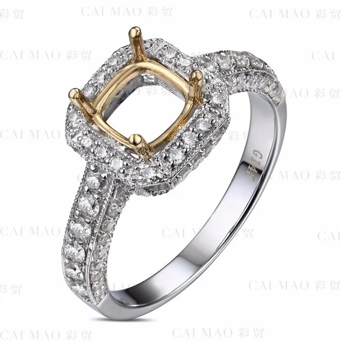 CaiMao кольцо на подушку с полукреплением и 0.7ct бриллиант 14k белое золото драгоценный камень Обручальное кольцо хорошее ювелирное изделие
