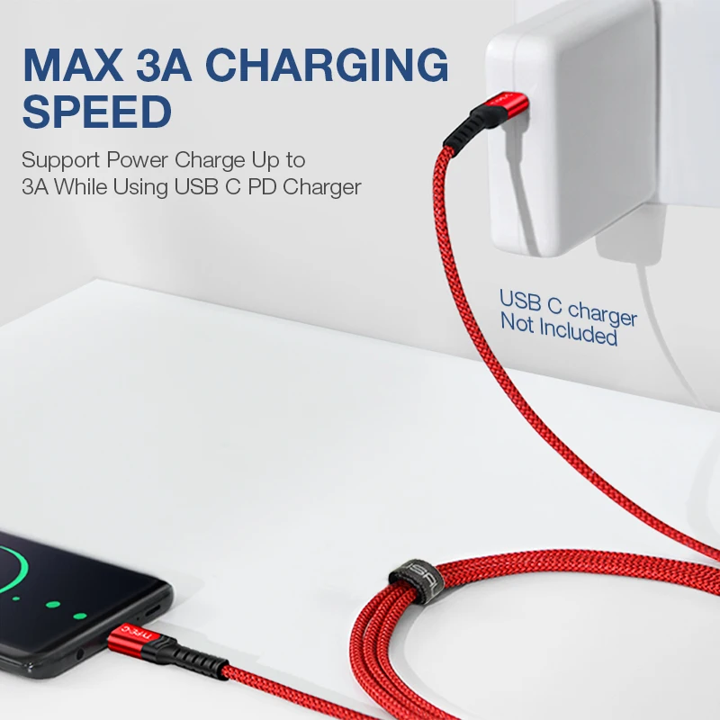 Кабель JSAUX USB Type C для быстрой зарядки и передачи данных 60 Вт PD 3 0 MacBook Pro iPad Air 2020 Samsung