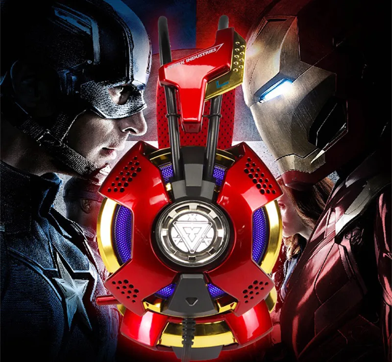 Топ E-3LUE Marvel Мстители Железный человек Золотой игровая гарнитура THS901 стерео USB Проводные профессиональные игровые наушники для ПК