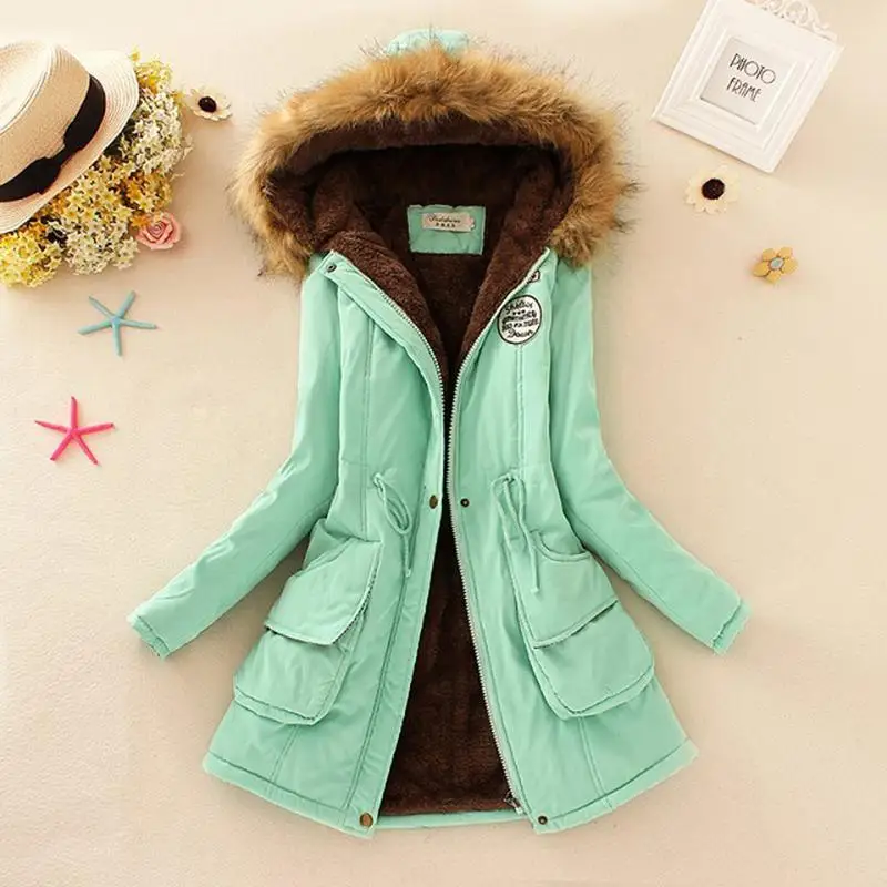 

Winter Jacket New Winter Womens Parka Casual Outwear Military Hooded Coat Fur Coats Manteau Femme Woman Clothes