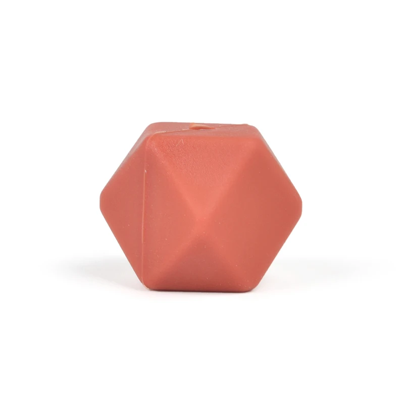 Brick red LOFCA 10 шт силиконовые бусины 14 мм шестигранные мини-бусины меньшего размера прорезиненное Силиконовое ожерелье для прорезывания зубов - Цвет: Brick red