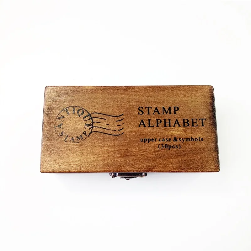 

30 Pcs/set Romantic Clear Stamps Uppercase Letter Retro Vintage Wooden Craft Box Alphabet Letter Stamp Rubber Stamp Set