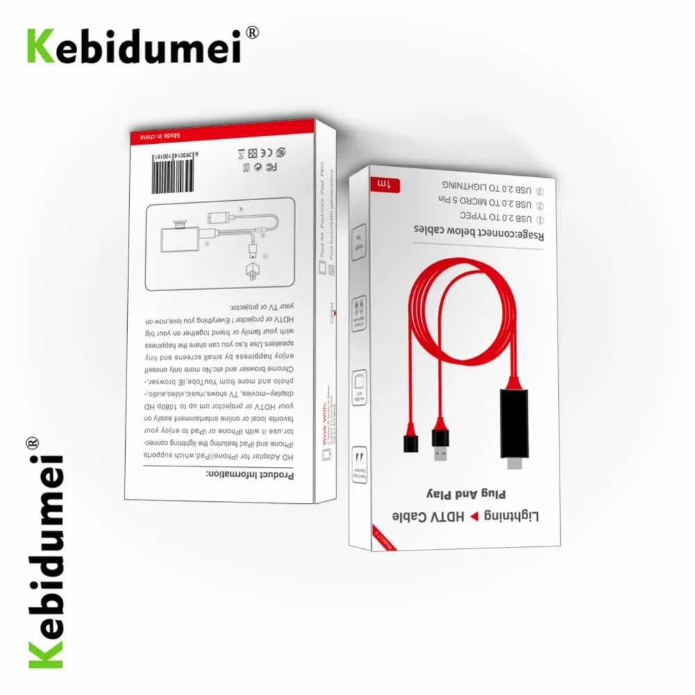 Kebidumei HD 1080P USB мама к мужчине с мощность 1 м проводной ТВ стик зеркального экрана