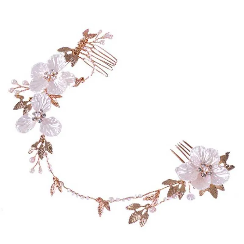 FORSEVEN золотые жемчужные стразы повязка на голову узором из цветов и листьев
