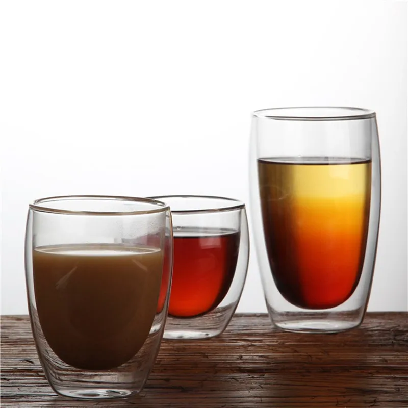 

Leisure Afternoon Tea Office Home Drinking Water Cup Thick Double Layer Glass Cups Anti-scalding Transparent Milk Coffee Cup