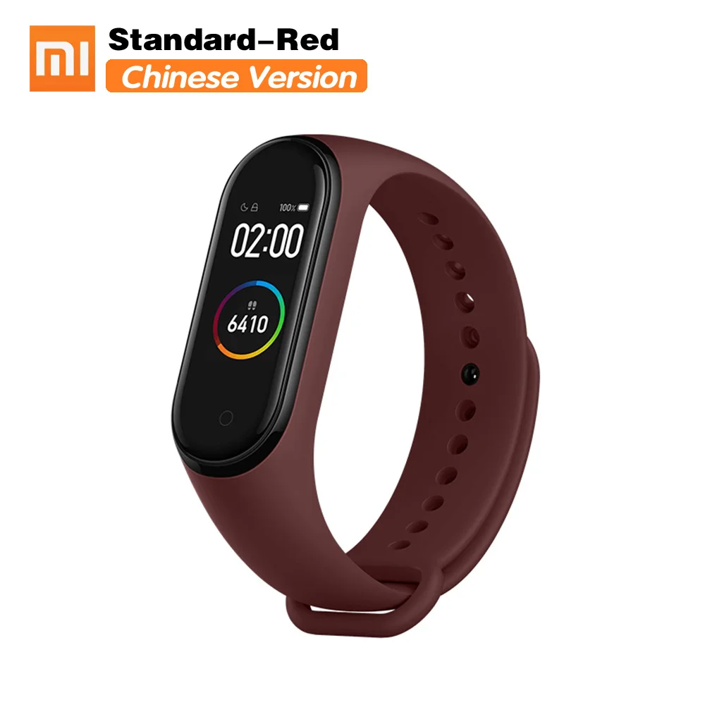 CN Standard Red Xiaomi mi смарт-браслет 4 цветной сенсорный экран музыкальный пульсометр mi Band 4 стандарт и NFC две версии - Цвет: CN Standard Red