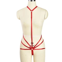 harajuku red strappy body harness elastic polyester sexy bondage harness lingerie goth body cage suspender belt fetish bodysuit