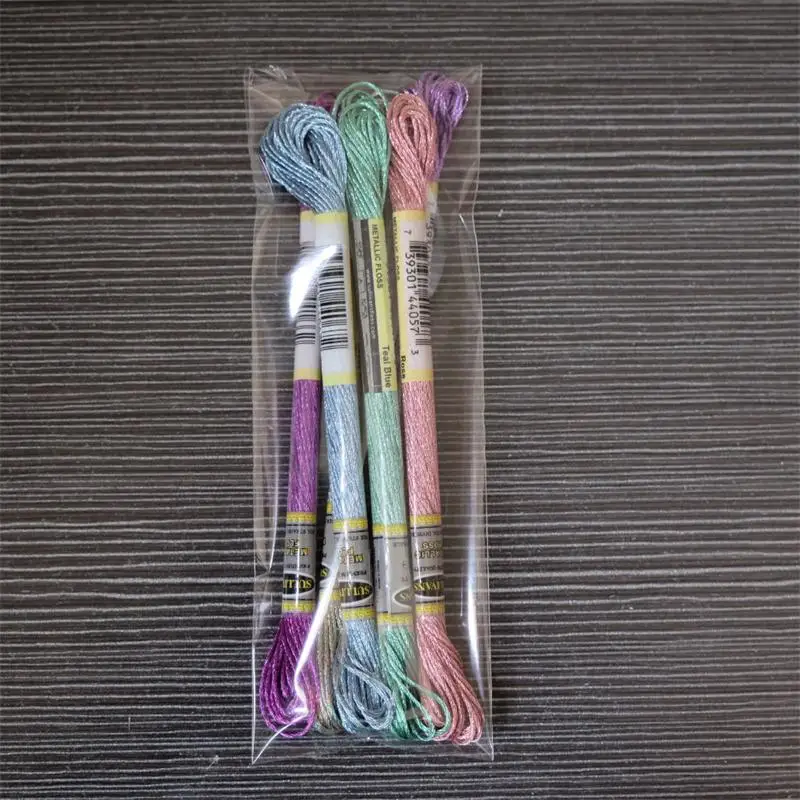 Economy Packing Супер предложение, светильник с эффектом нитей 6/Pkg Art 317 Вт, 6 нитей с высоким блеском, цвета металлик, нить для вышивки крестиком - Цвет: Economy Packing