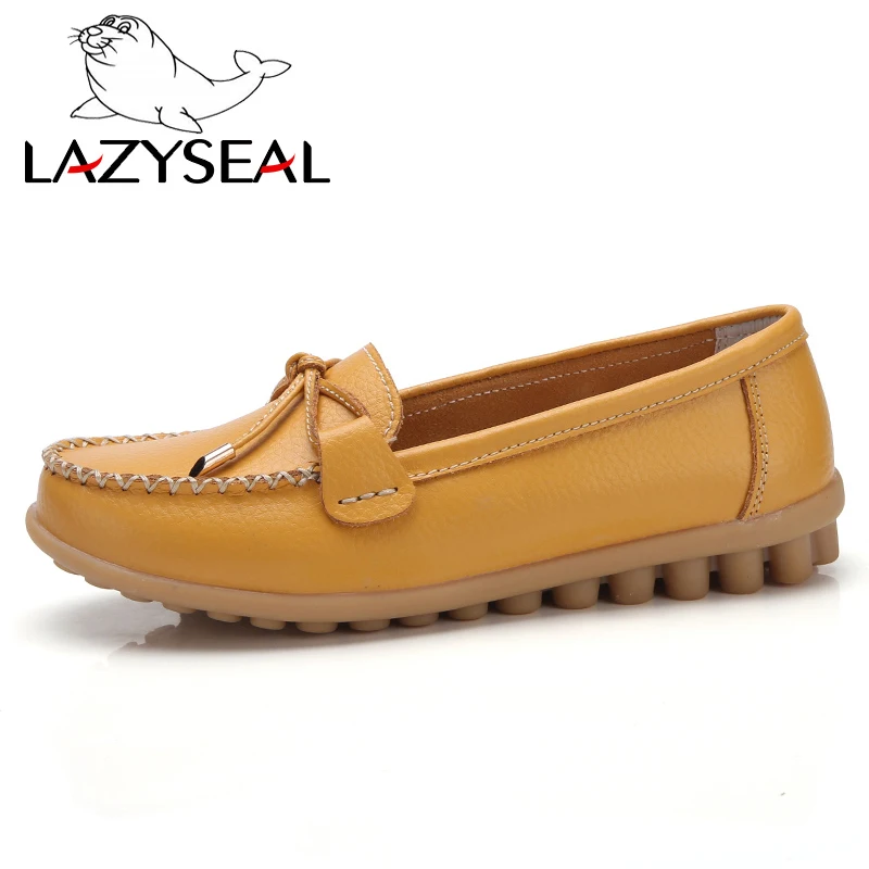 LazySeal обувь женские лоферы из натуральной кожи Мокасины Женские туфли для мамы