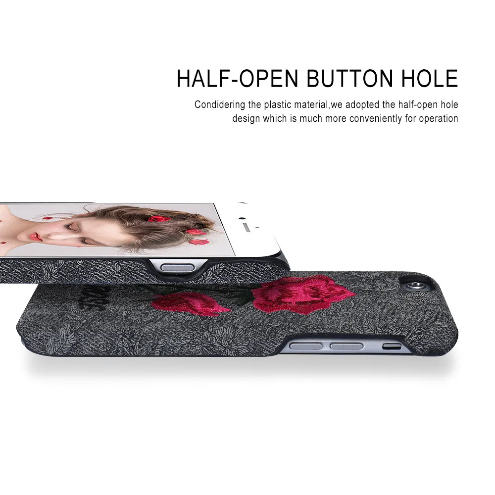 KISSCASE Emboss Rose Patterned Case For iPhone 7 8 6S 6 Plus Back Cover Floral Phone 5S 5 SE Embroidery Shell |