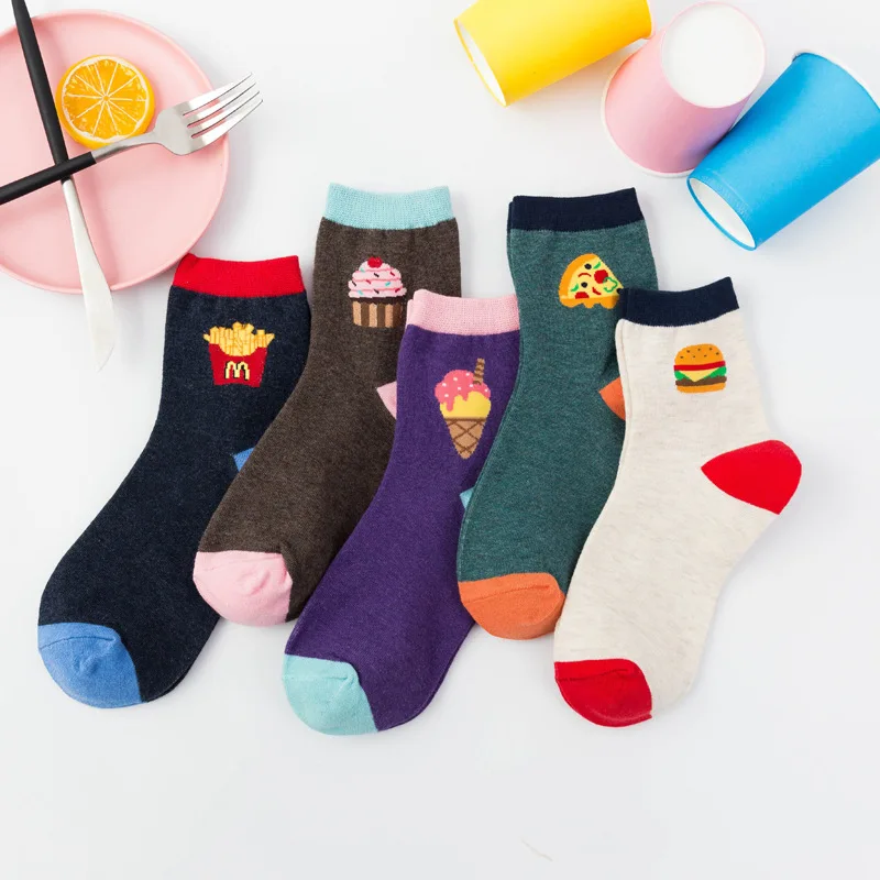 Японские стильные забавные Женские носочки с рисунком из мультфильма Kawaii, хлопковые короткие носки Harajuku хипстерские уникальные художественные носки с изображением клубники