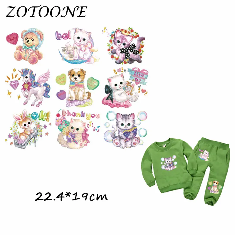 

ZOTOONE Cute Unicorn Cat Dog Patch for Clothing Iron-On Garment Heat Transfer Badges Diy Accessory T Shirt Deco Applique Patches