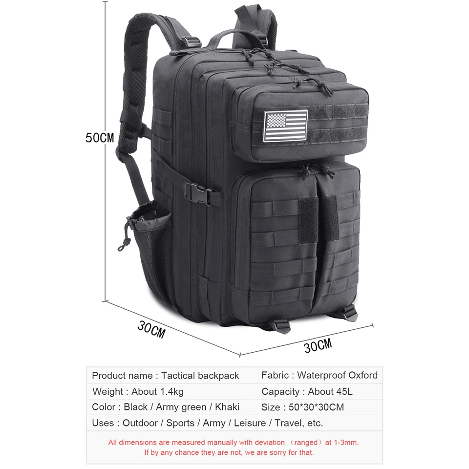 Тактические рюкзаки уличный рюкзак военный штурмовой армейский с флагом нашивки