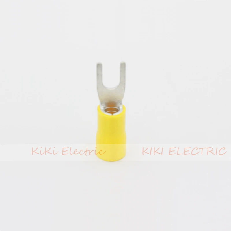 

500pcs/pack SV5.5-8 Yellow Insulated Spade Terminal,Copper cold-press terminals 1.0mm thickness Cable Connector/Wire Connector