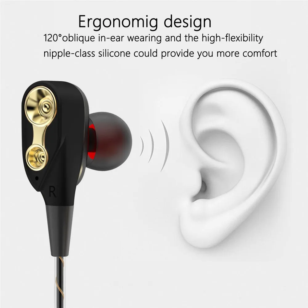 Dual Drive Stereo earphone In-ear Headset Earbuds Bass Earphones For iPhone 6 huawei Xiaomi redmi oppo 3.5mm earphones With Mic |