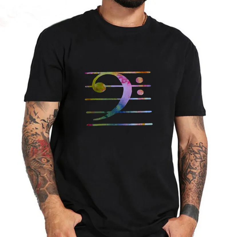 Мужские футболки Bass Clef music notes Clothing футболка с коротким рукавом из 100% хлопка