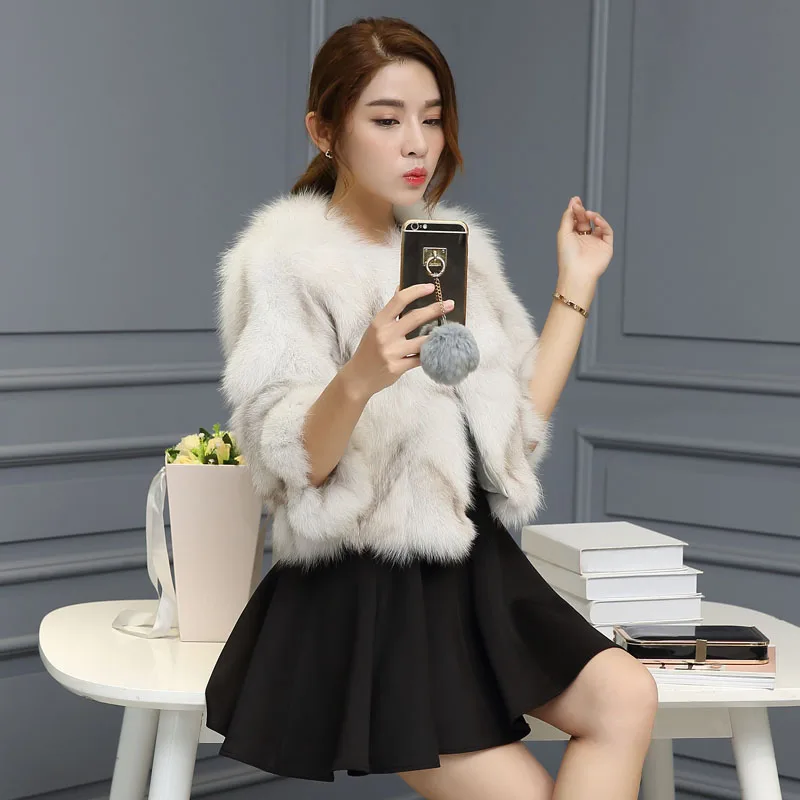 Шуба женская из натурального Лисьего меха модная верхняя одежда - купить по