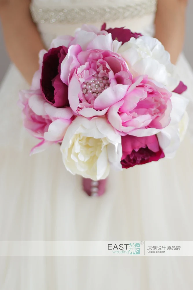 Новый простой стиль Свадебный розовый букет брошь пиона жемчужный свадебный