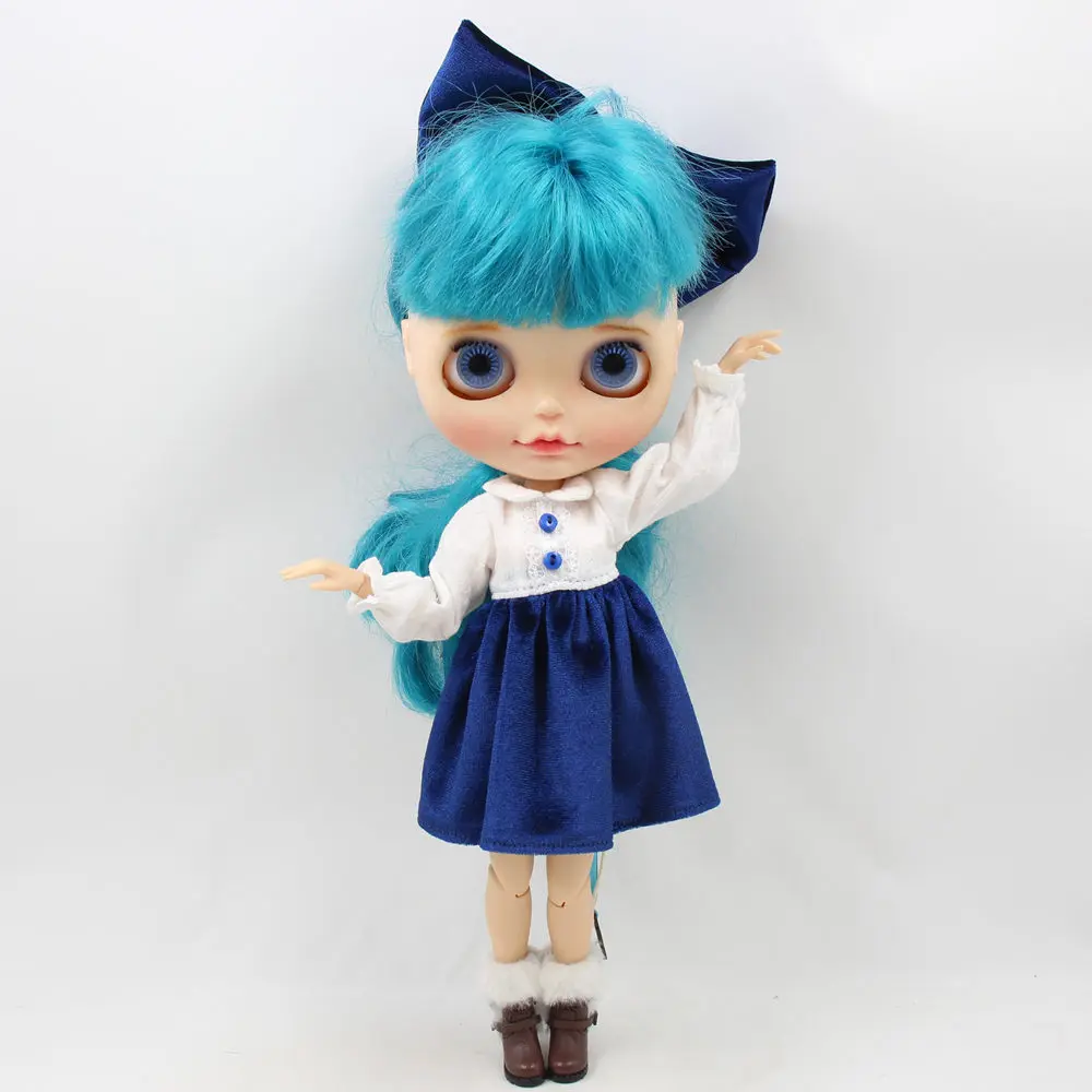 Наряды для куклы Blyth милое бархатное платье с комплект заколок для 1/6 azone BJD pullip licca