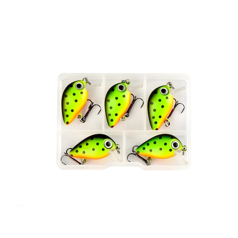5PCS/Box Crankbait 2.5cm Fly Fishing Lures Topwater Wobblers Quality Mini Swimbait Hard lure Artificial Baits with Plastic Box