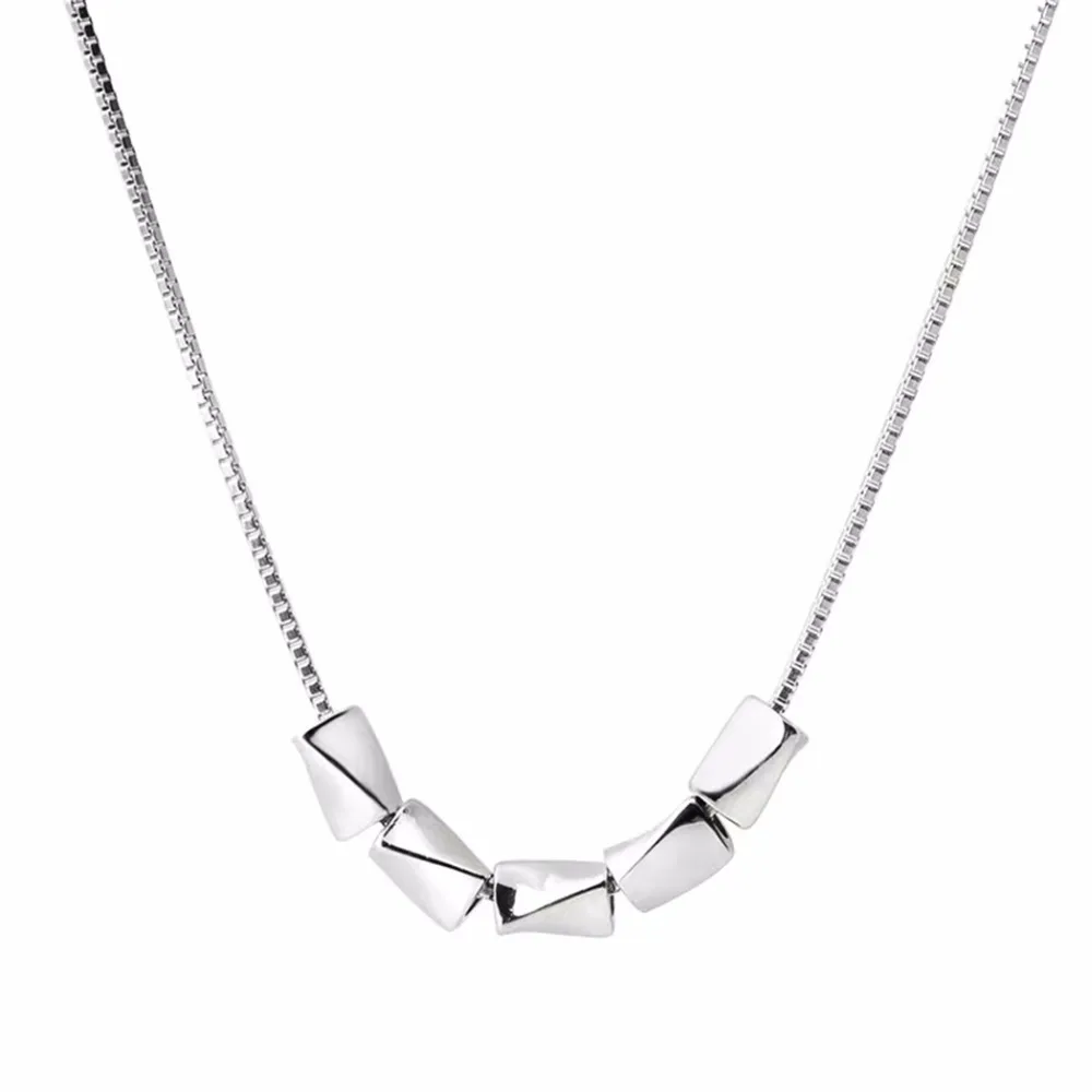 QIAMNI Dainty Square Box Cube Tube Bar Pendant Choker Necklace Women Girl Accessories Collar Christmas Gift | Украшения и
