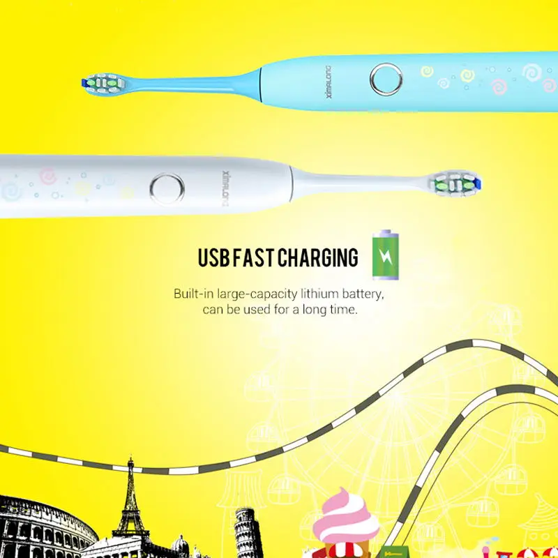 Детская электрическая зубная щетка USB для быстрой зарядки интеллектуальная