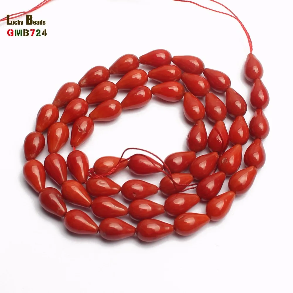 5x8mm Water Drop Shaped Red Coral Beads 15inches Loose Stone For DIY Making Bracelet Necklace Jewelry Ring Earrings Charms | Украшения и