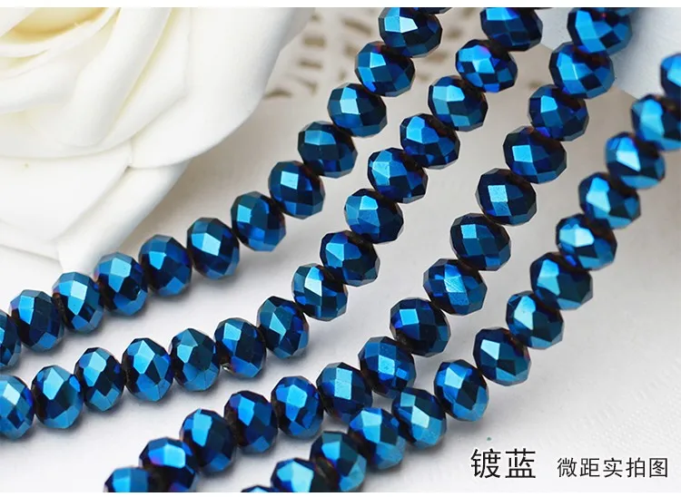 metallic Blue АААА высокое качество 2-12 мм AB цвета Rondelle Австрия граненые Хрустальные стеклянные бусины Свободные разделители Круглые бусины для изготовления ювелирных изделий - Цвет: metallic Blue