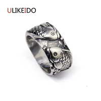 100 pure 925 sterling silver jewelry fish rings wide version men signet ring for women special christmas gift 1125
