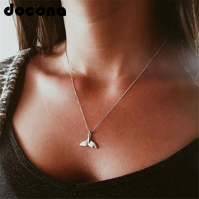 Ожерелье docona в стиле бохо с китовым хвостом для женщин дельфин рыбий хвост чокеры