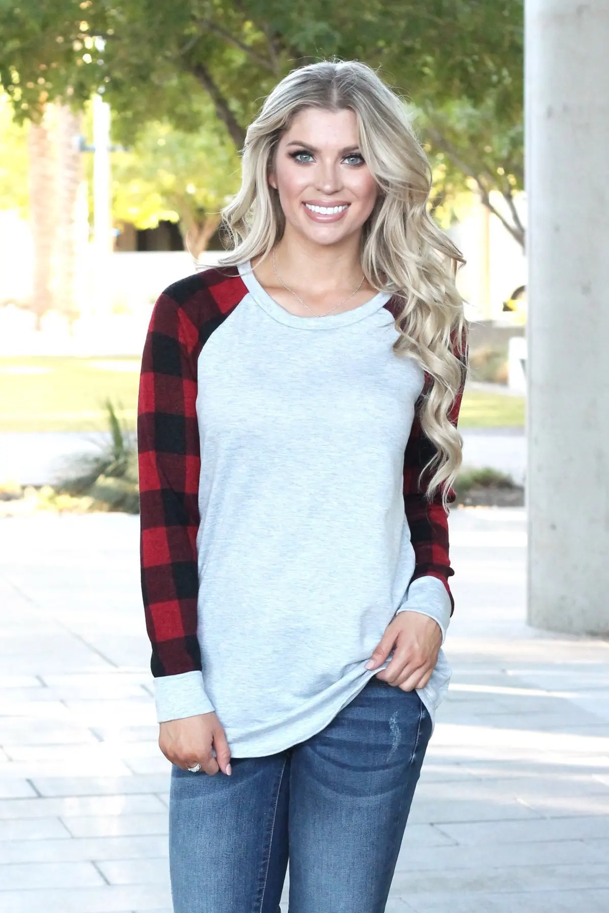 High Quality 2018 eBay Amazon Hot Sale Plaid Print Knee Pullover Panel Color Block Top T-Shirt Striped Sleeves Hoodies Cute New | Женская