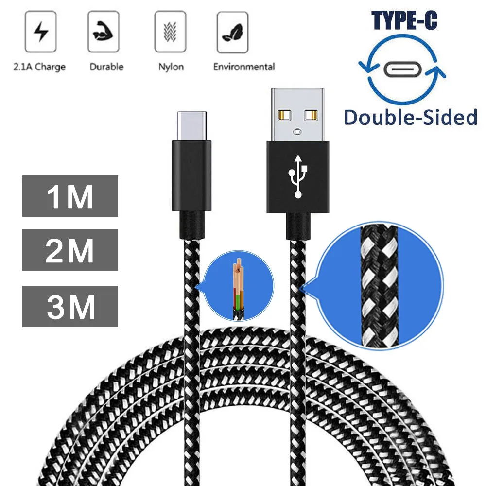 2.1A Плетеный алюминиевый USB C 3 1 Реверсивный зарядный кабель типа совместимый с