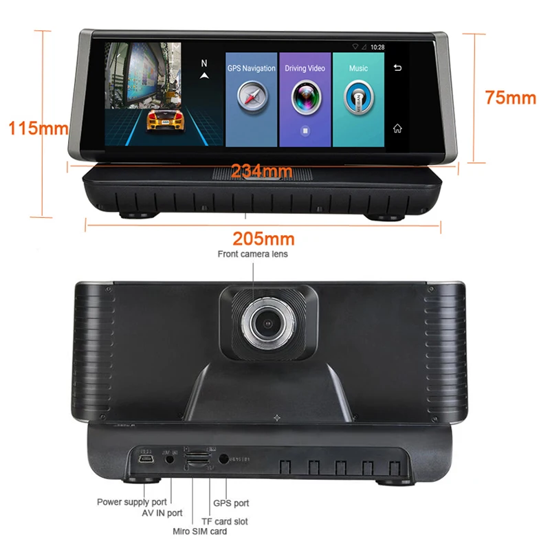 Автомобильный видеорегистратор 8 дюймов Full HD Android 5 1 Touch IPS ADAS 4G WIFI Bluetooth GPS G датчик
