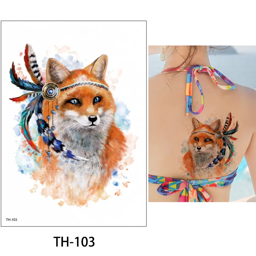 TH-103 Яркие годы, 24 дизайна, 1 лист, тату в виде животных, наклейка, волк, тигр, крутой узор, временные водостойкие татуировки для боди-арта, Цветные татуировки - Цвет: TH-103