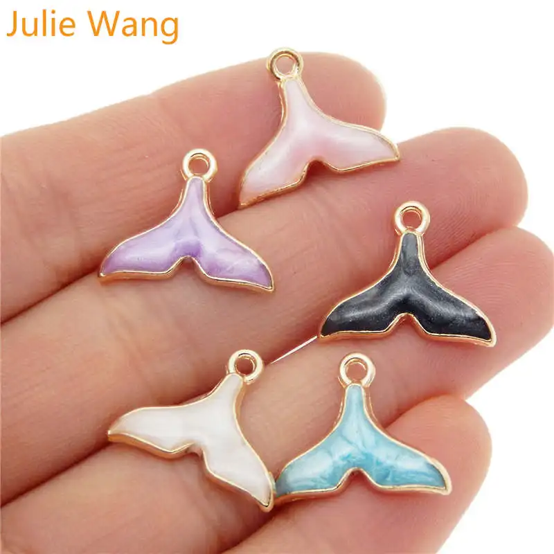 10 шт. эмалированные Подвески Julie Wang для браслета Русалочка Кит рыбий хвост