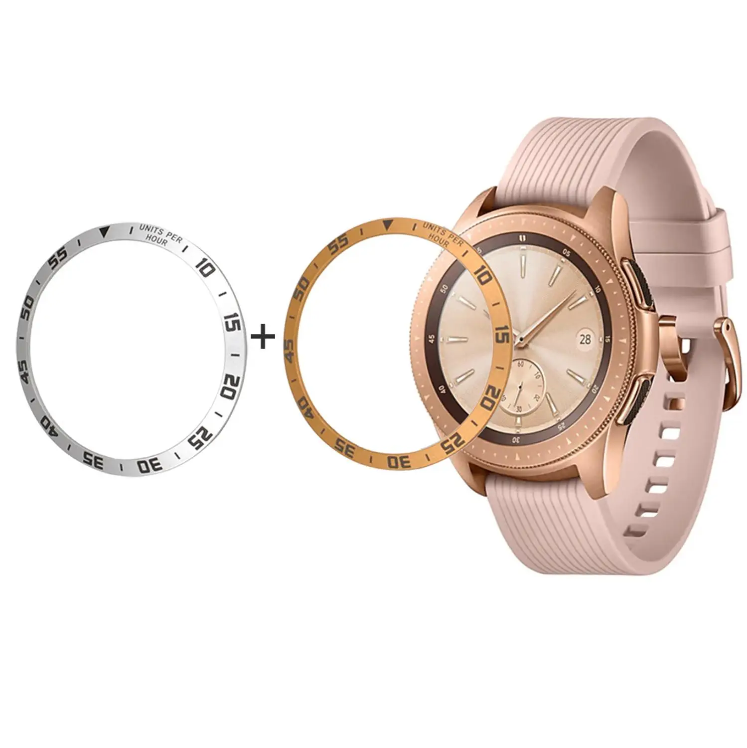 2 предмета в комплекте, для samsung Galaxy Watch 42/46 мм ободок кольцо Клей полное покрытие против царапин Нержавеющая сталь Смарт-часы носимые аксессуары