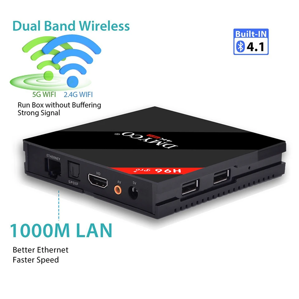 PULIERDE H96PRO плюс Смарт Android 7,1 ТВ приставка Amlogic S912 Восьмиядерный 3g 32G 2,4 GHz/5,8 GHz Wifi 4K Bluetooth 4,1 PRO+ ТВ приставка