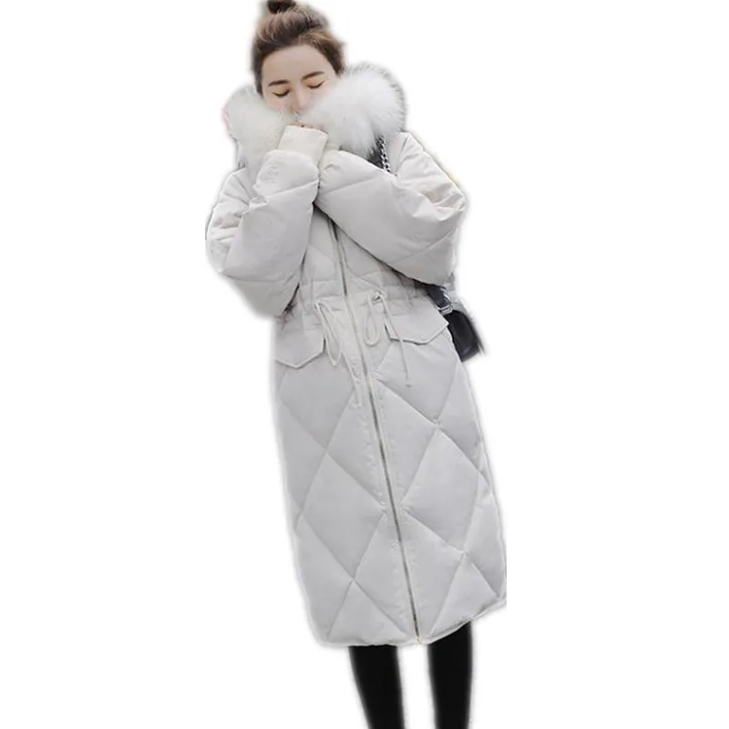 Модные зимние женские куртки с капюшоном и большим меховым воротником 2018