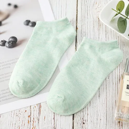 greenG 5 пар/лот = 10 штук однотонные женские хлопковые носки-лодочки женские носки ярких цветов модные летние носки хлопковые женские - Цвет: greenG