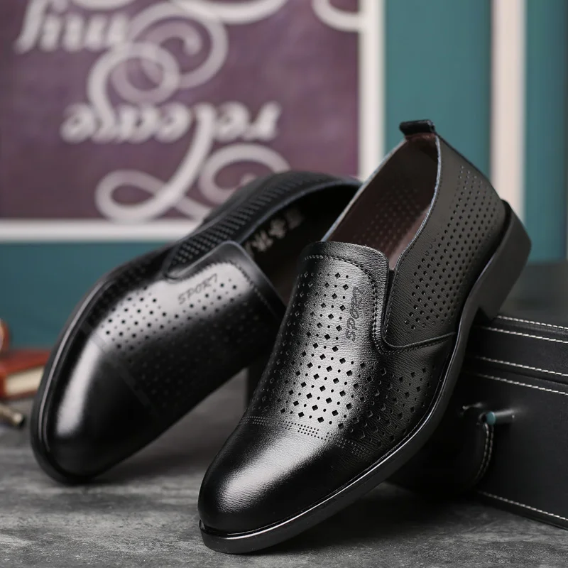 

YEINSHAARS 2019 Summer Men Hollow Out Men Formal Shoes Men Genuine Leather Quality Shoes Breathable Men Shoes For Business 38-44