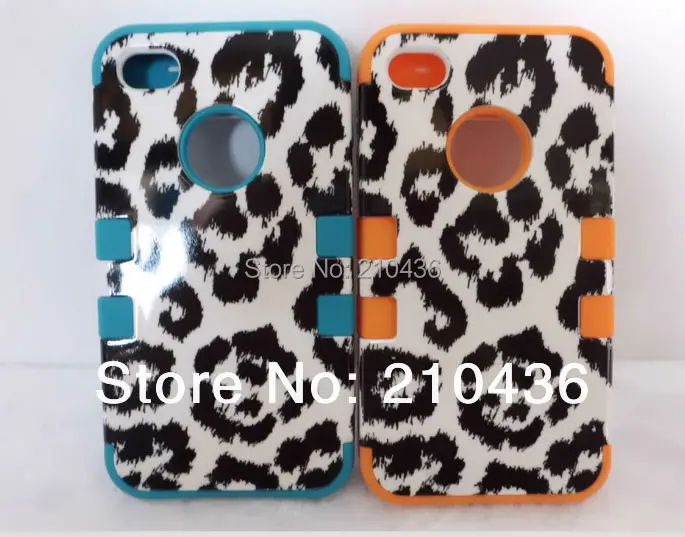 phone cases leopard three-piece soft shell for iphone 4 4s case free shipping |