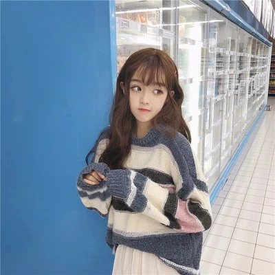 Korean Sweater Plus Size Christmas Jumper Snow Man Pattern Oversize Crop Top Kawaii Super Quality Warm Pullover | Женская одежда